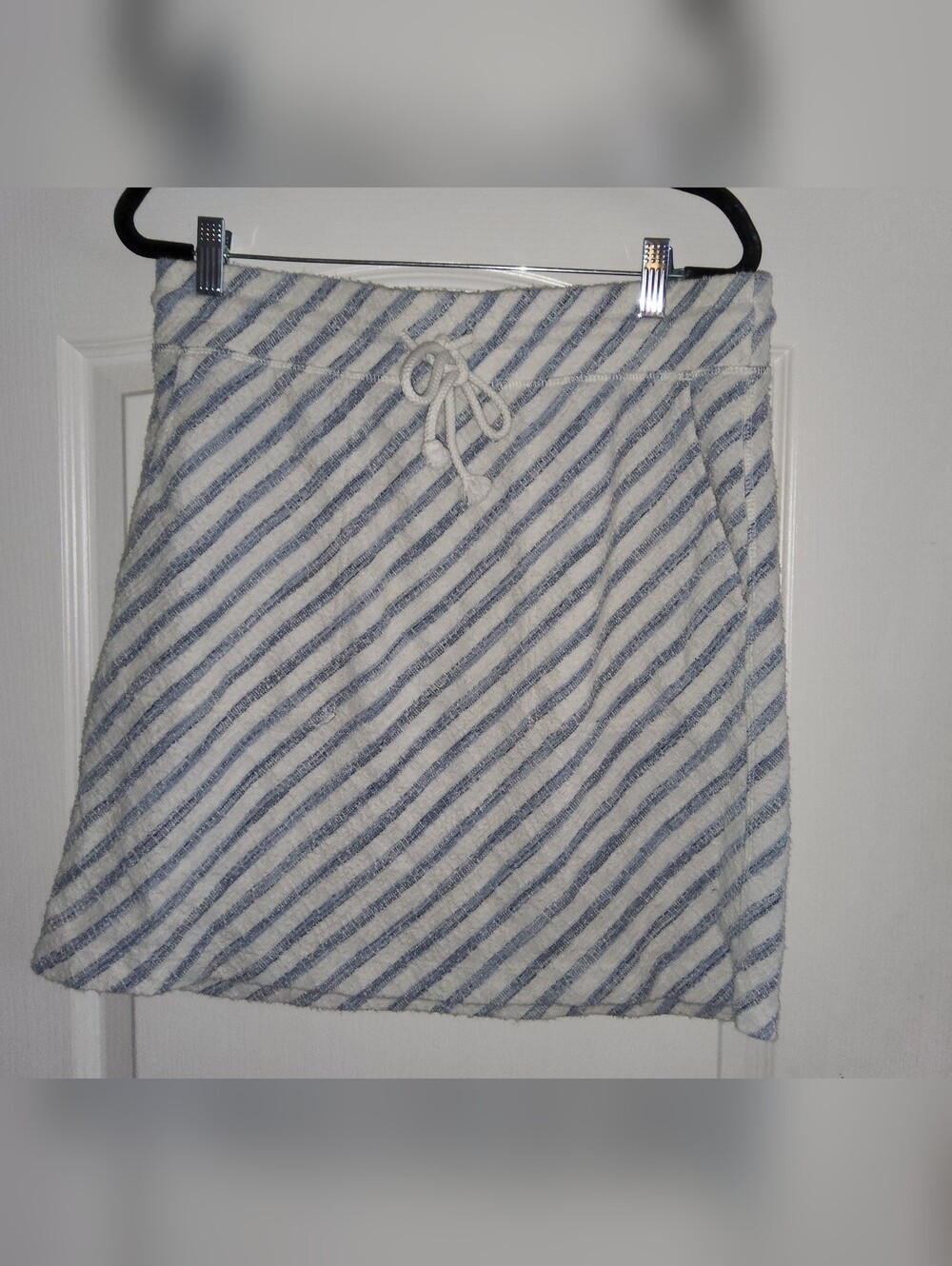 Lou & Grey Blue and White Striped Knit Drawstring Skirt